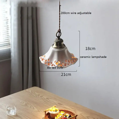 Blue floral ceramic led pendant lamp dining room lighting