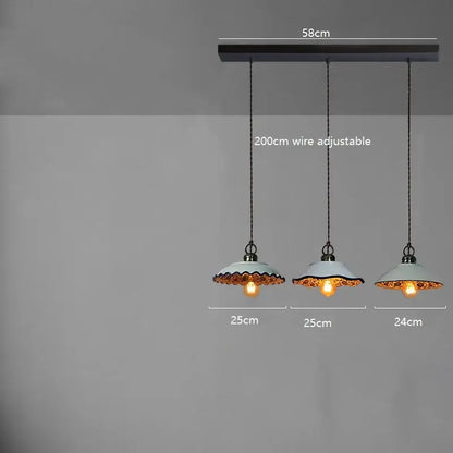 Blue floral ceramic led pendant lamp dining room lighting