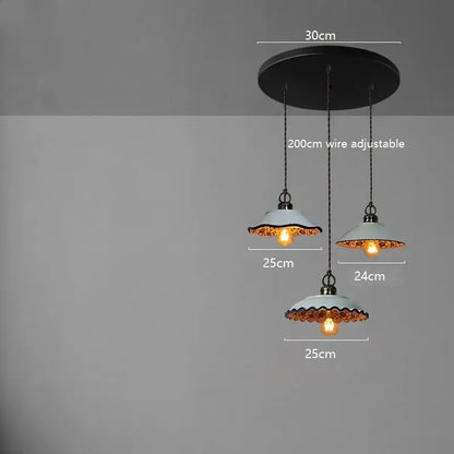 Blue floral ceramic led pendant lamp dining room lighting