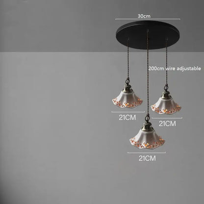 Blue floral ceramic led pendant lamp dining room lighting