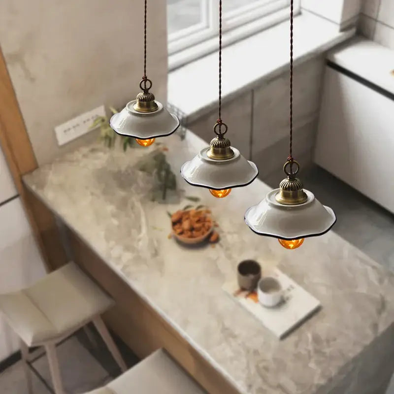 Blue floral ceramic led pendant lamp dining room lighting