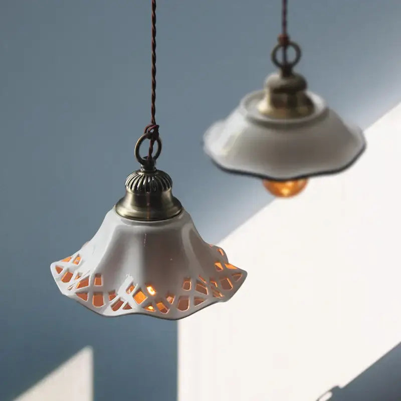 Blue floral ceramic led pendant lamp dining room lighting