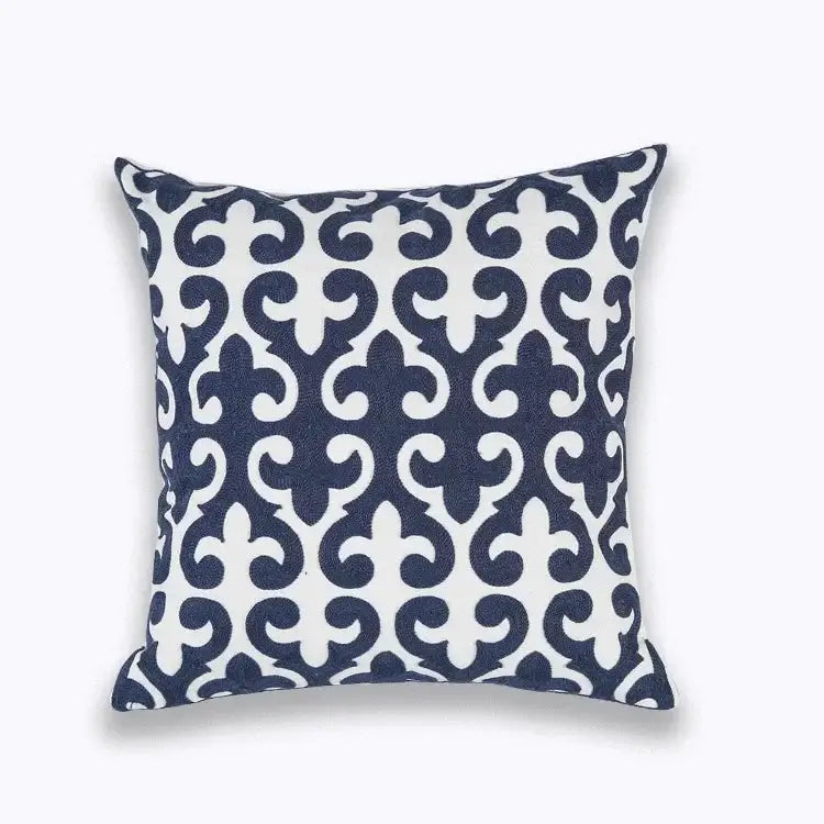 Blue floral mandala cotton pillow cover living room decor