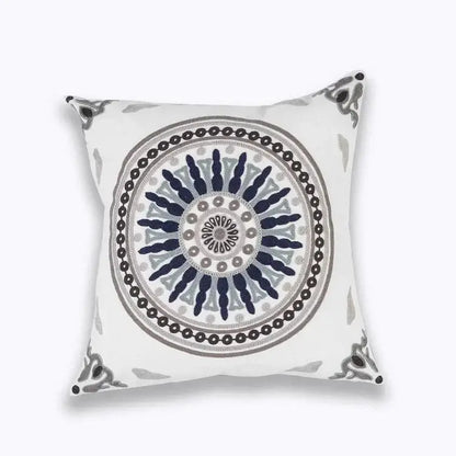 Blue floral mandala cotton pillow cover living room decor