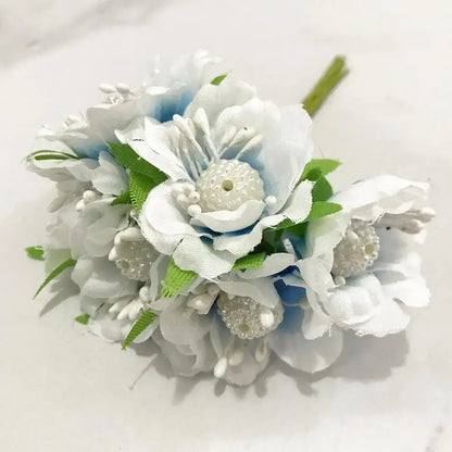 Blue flower cherry stamen berries bundle for living room decor