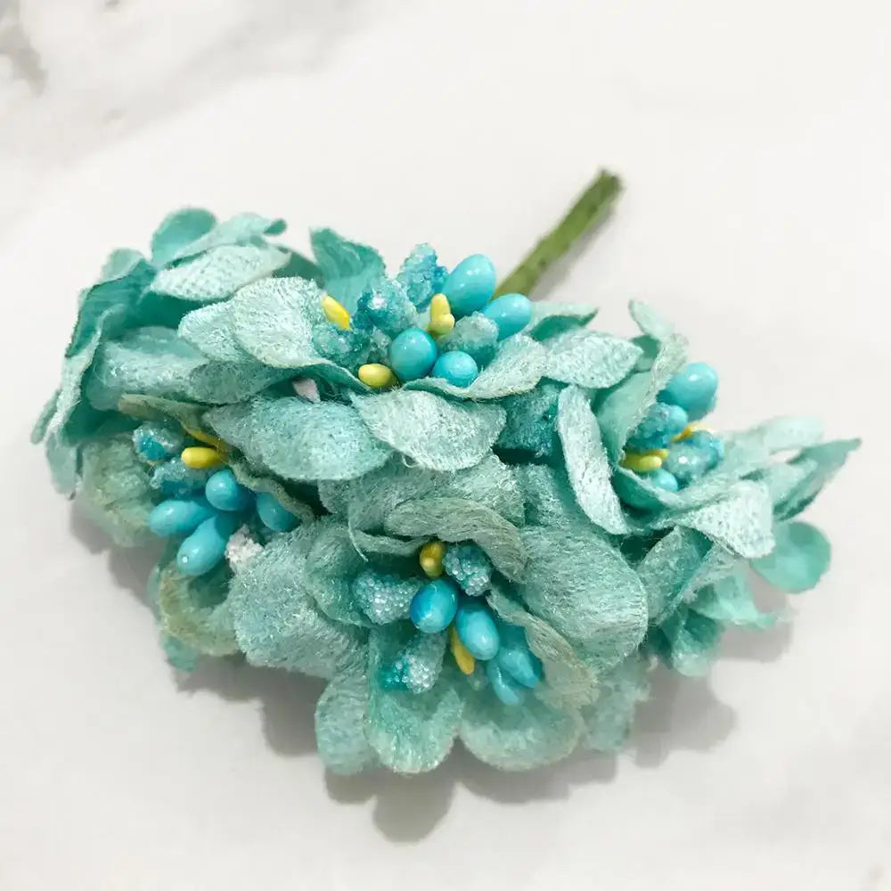 Blue flower cherry stamen berries bundle for living room decor