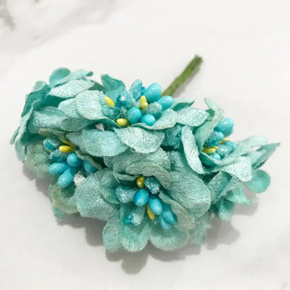 Blue flower cherry stamen berries bundle for living room decor