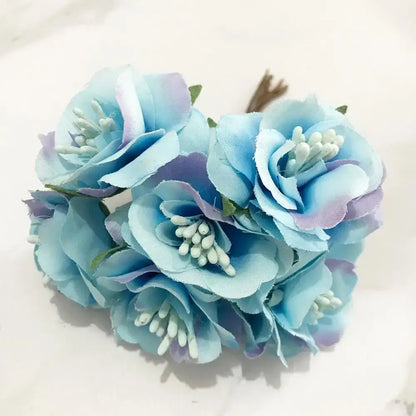 Blue flower cherry stamen berries bundle for living room decor