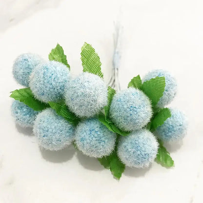 Blue flower cherry stamen berries bundle for living room decor