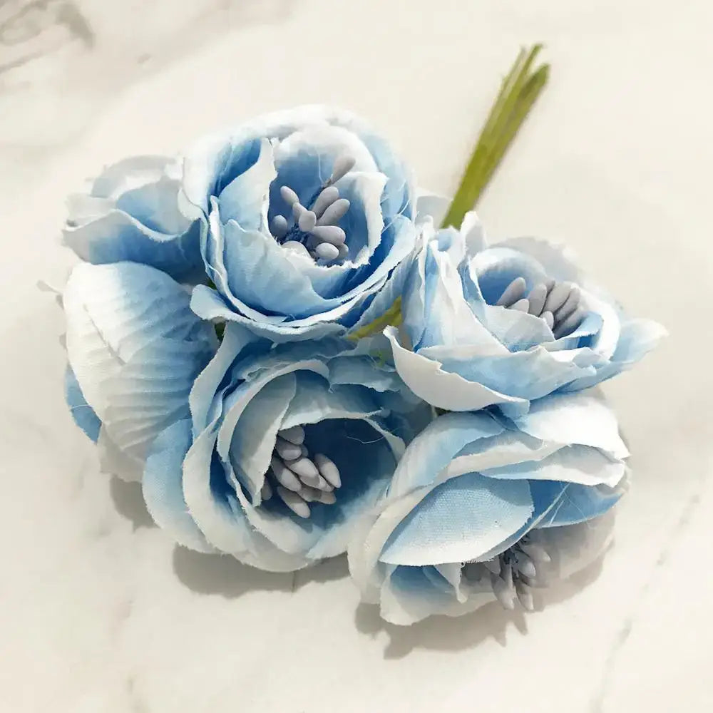 Blue flower cherry stamen berries bundle for living room decor