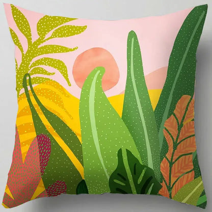 Blue flower leaves pattern cushion cover living room throw pillow