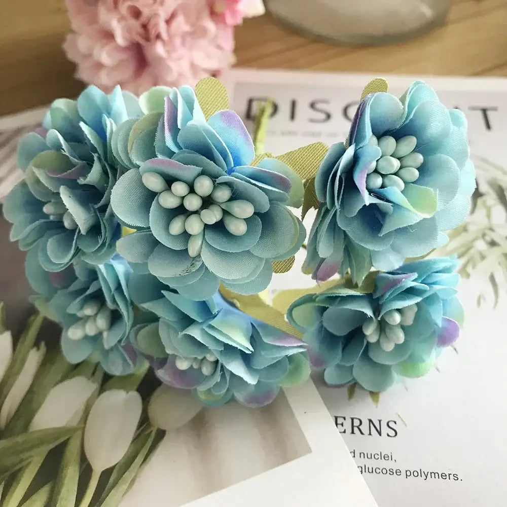 Blue flower stamen berries bundle for kitchen cake decor