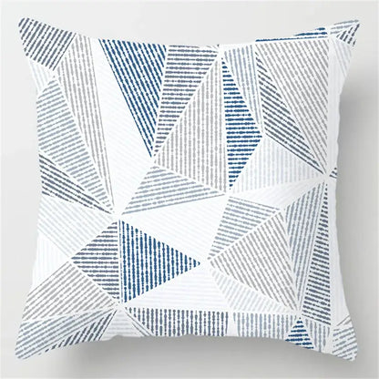 Blue geometric marble throw pillows for living room decor