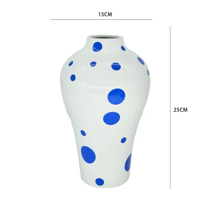 Blue geometric quilted ceramic vase set living room decor
