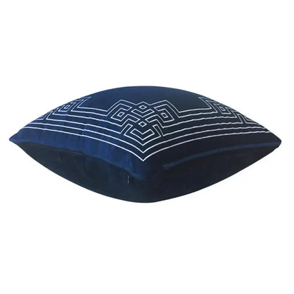 Blue geometry embroidery cushion cover living room dutch velvet shell