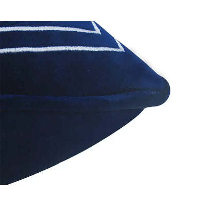 Blue geometry embroidery cushion cover living room dutch velvet shell