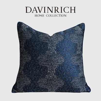 Blue geometry jacquard pillow cover living room textured throw
