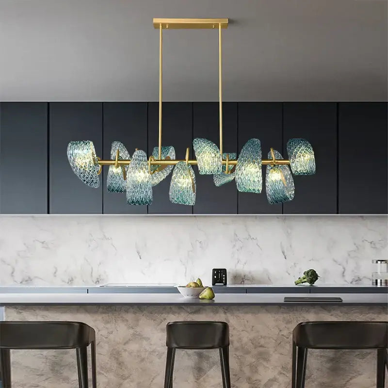 Blue glass flower ceiling chandelier for dining room