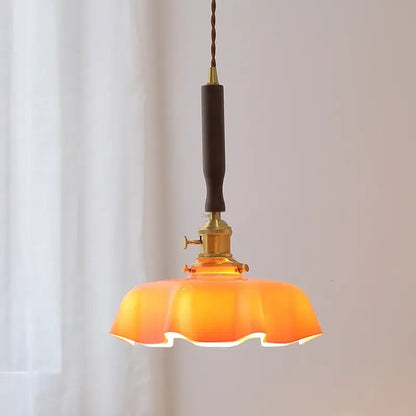 Blue glass led pendant lamp with brass for dining room