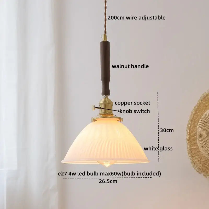 Blue glass led pendant lamp with brass for dining room