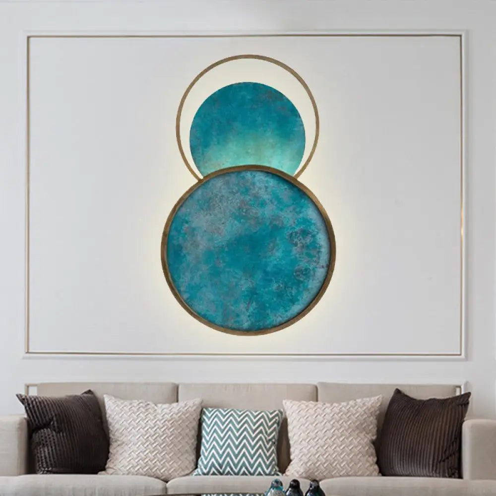 DecorBites™ Blue Glass LED Sconce Light 16.5" Height - Warm/White Lighting for Decor