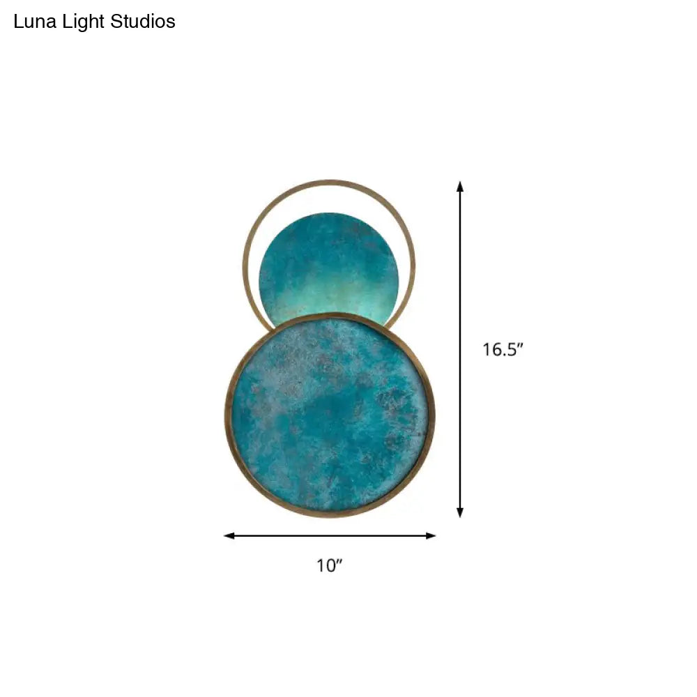 DecorBites™ Blue Glass LED Sconce Light 16.5" Height - Warm/White Lighting for Decor