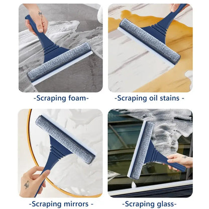 Blue glass wiper and screen brush window cleaner for living room