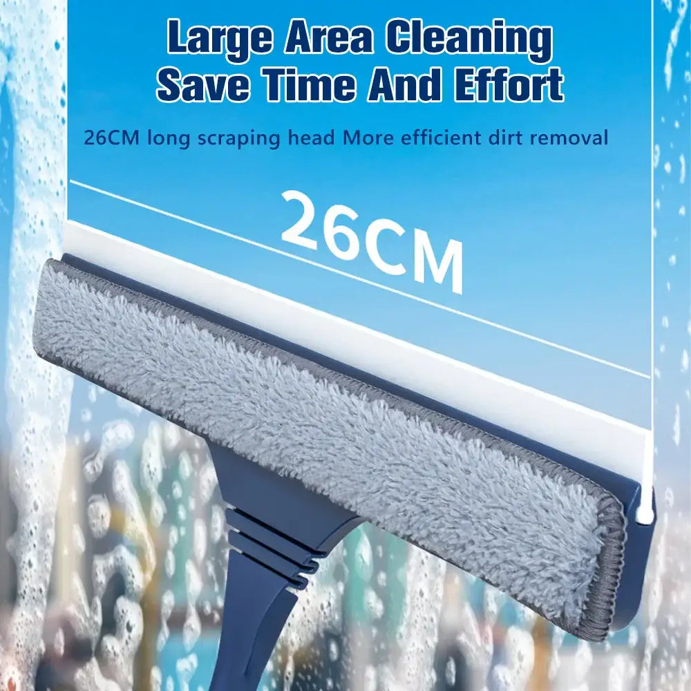 Blue glass wiper and screen brush window cleaner for living room