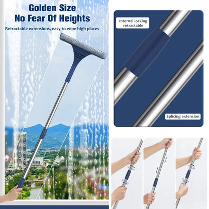 Blue glass wiper and screen brush window cleaner for living room