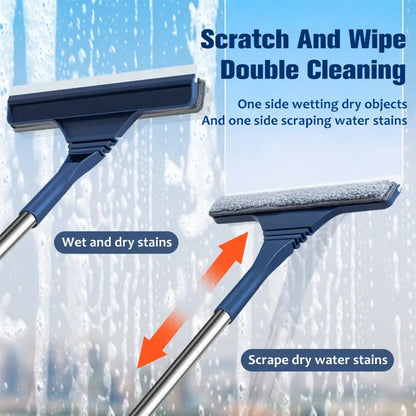 Blue glass wiper and screen brush window cleaner for living room