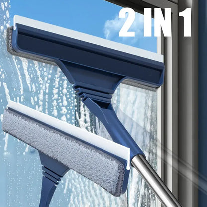 Blue glass wiper and screen brush window cleaner for living room