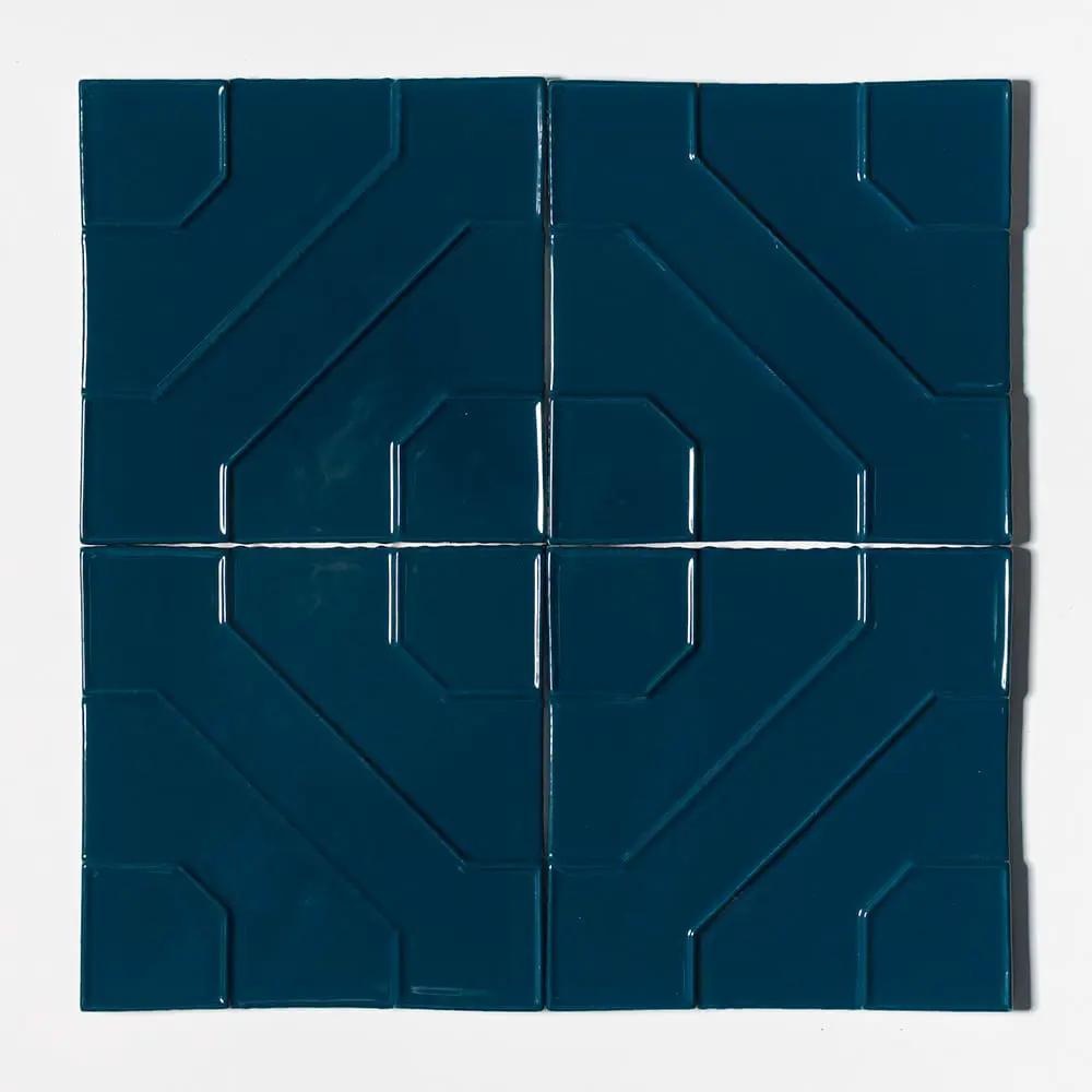 Kodye Bluebell Jazz Glossy Ceramic Accent Tiles 8x8