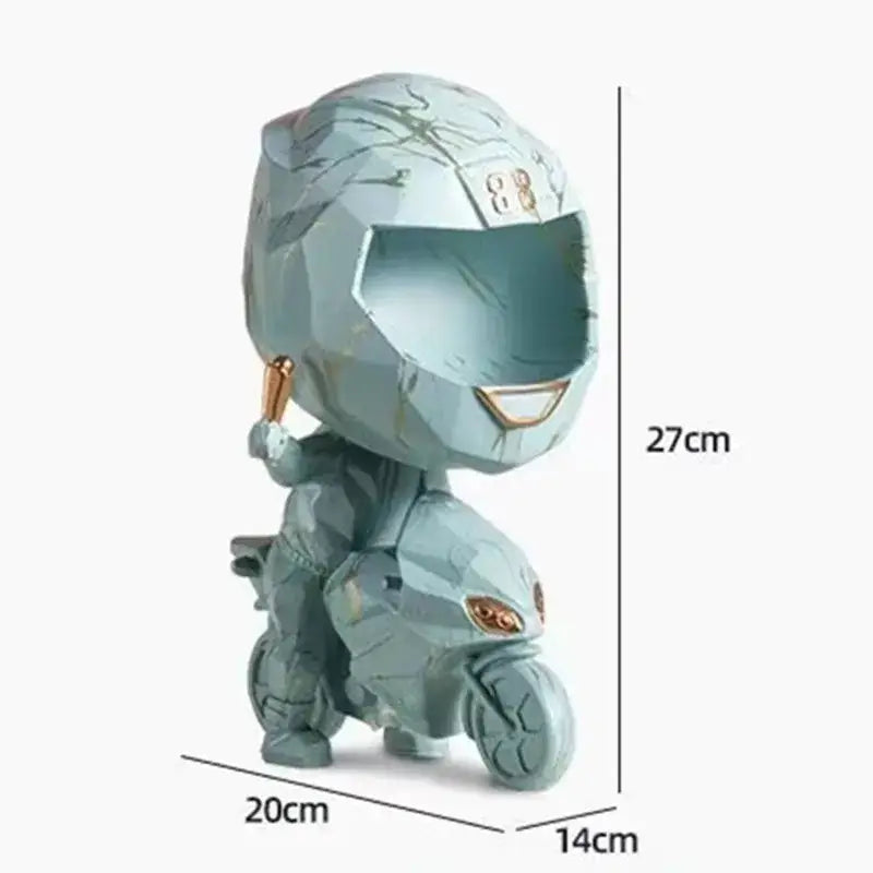 Blue & gold marble motorcycle helmet watch display living room decor