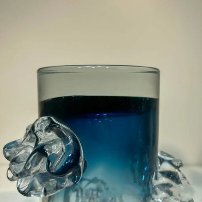 Blue gradient wavy glass vase living room floral decor