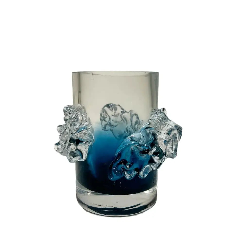 Blue gradient wavy glass vase living room floral decor