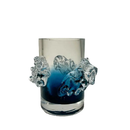 Blue gradient wavy glass vase living room floral decor