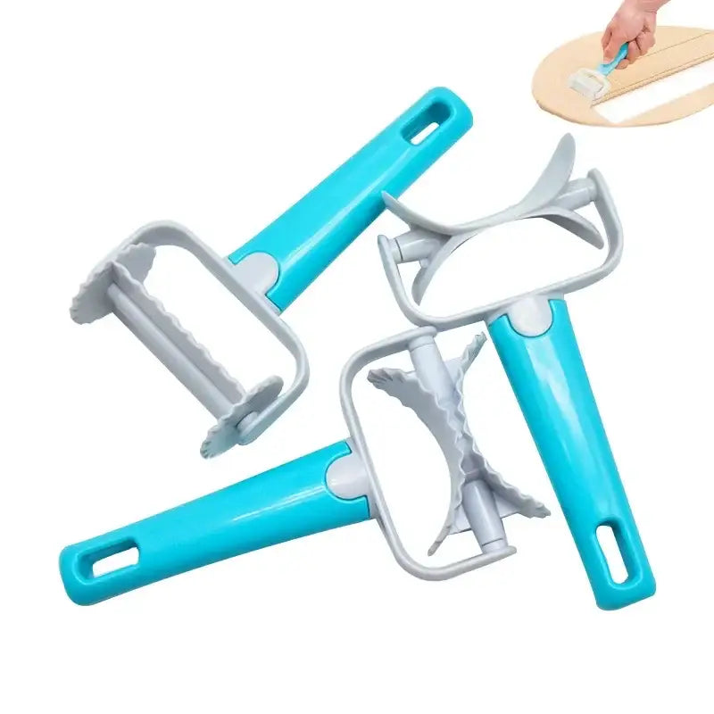 Blue & gray plastic dough cutter dumpling maker kitchen tool set