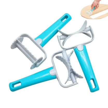 Blue & gray plastic dough cutter dumpling maker kitchen tool set