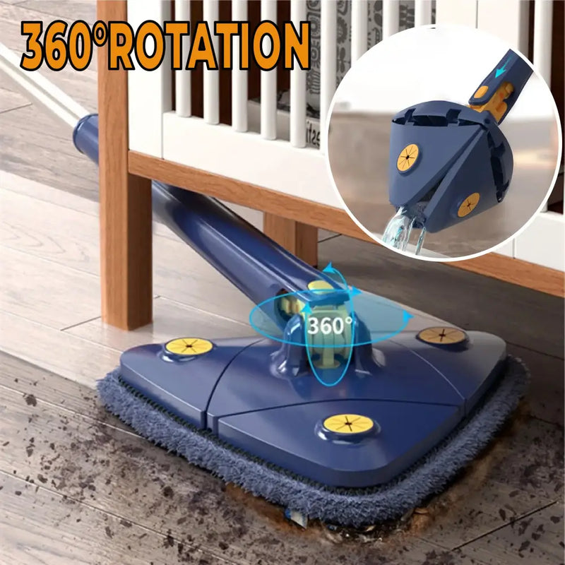 Blue & gray rotating telescopic triangle floor mop kitchen squeegee