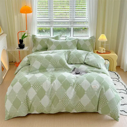 Blue lavender & cream cotton stripe comforter cover – bedroom set