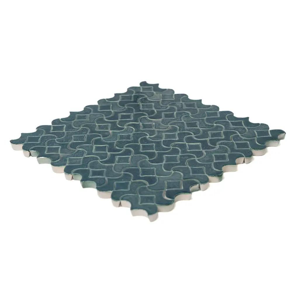 Blue Leather Alba Ceramic Accent Tiles 10 1/2x10 1/2