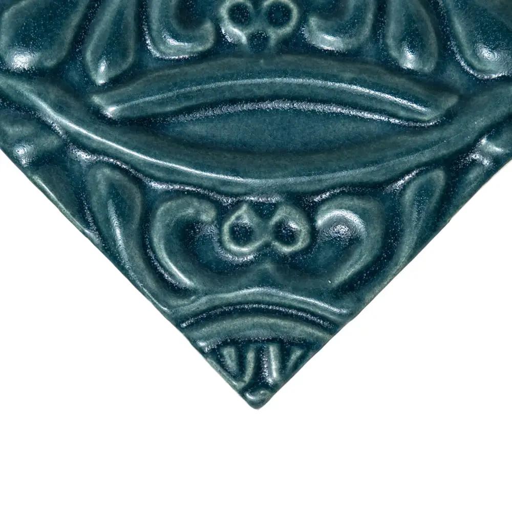 Blue Leather Medallion Ceramic Accent Tiles 6x6