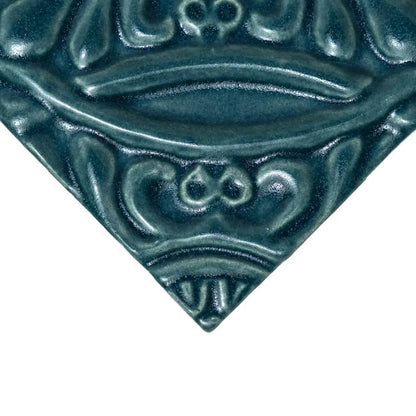 Blue Leather Medallion Ceramic Accent Tiles 6x6