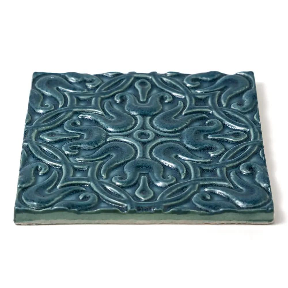 Blue Leather Mondial Ceramic Accent Tiles 6x6