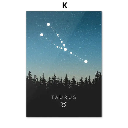 Blue leo cancer zodiac canvas art set kids room constellation prints