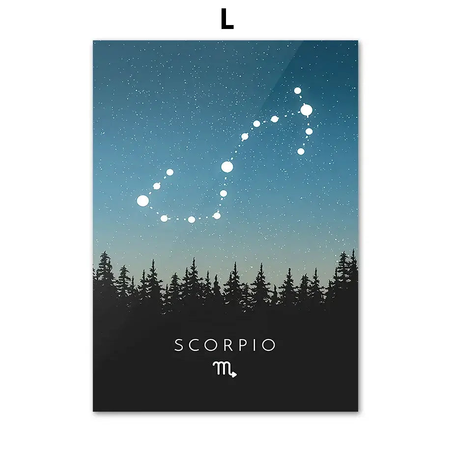 Blue leo cancer zodiac canvas art set kids room constellation prints