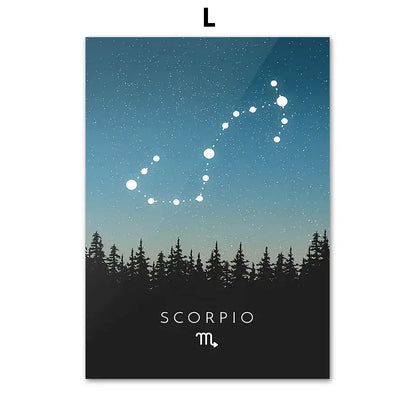 Blue leo cancer zodiac canvas art set kids room constellation prints