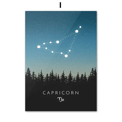 Blue leo cancer zodiac canvas art set kids room constellation prints