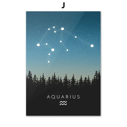 Blue leo cancer zodiac canvas art set kids room constellation prints