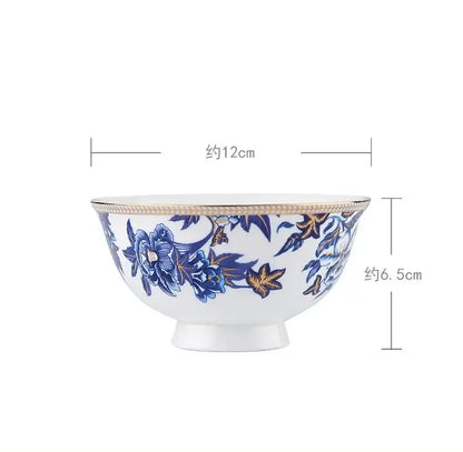 Blue lotus dinnerware and tea set dining room porcelain floral decor